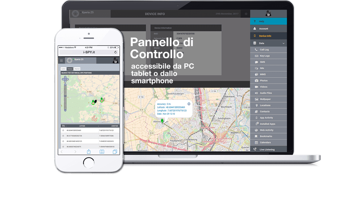 Pannello di controllo software spia i-spy.it